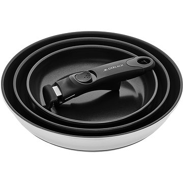 

Gerlach Sada pánví 4 ks 20/24/28 cm ILAG XERA DUR 2 + Odním. rukojeť 1 ks SMART STEEL