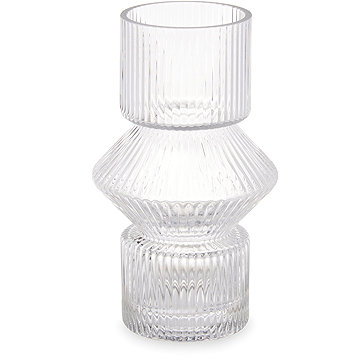 

Giftdecor Skleněná váza, rýhované sklo, 9,5 × 16,5 cm, transparentní