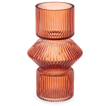 

Giftdecor Skleněná váza, rýhované sklo, 9,5 × 16,5 cm, oranžová
