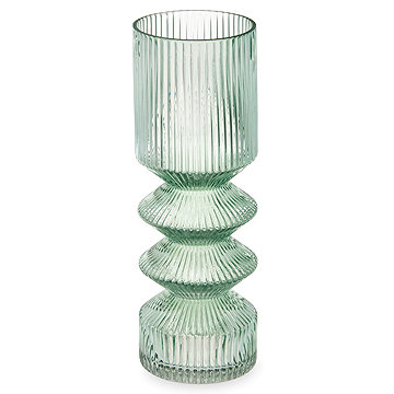 

Giftdecor Skleněná váza, rýhované sklo, 8 × 23 cm, zelená