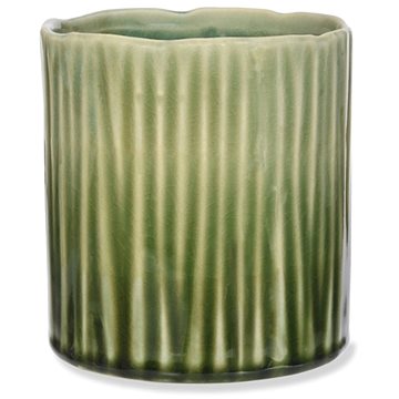 

Decor by Glassor Keramický květináč se vzorem, zelený, malý