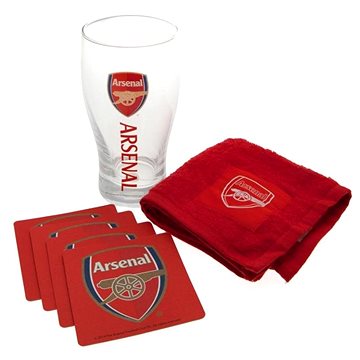 Arsenal FC: Wordmark - sklenice s podtácky a ručníkem