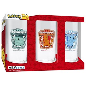 

Pokémon - Bulbasaur, Charmander a Squirtle - sklenice