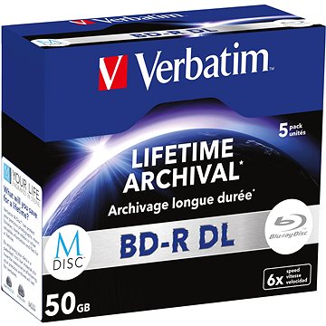 

VERBATIM M-DISC BD-R DL 50GB, 6x, jewel case 5 ks