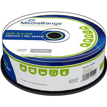 

MEDIARANGE DVD-R 4,7GB 16x spindl 25ks