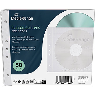 

MEDIARANGE na 2 CD/DVD, bílé, 50 ks
