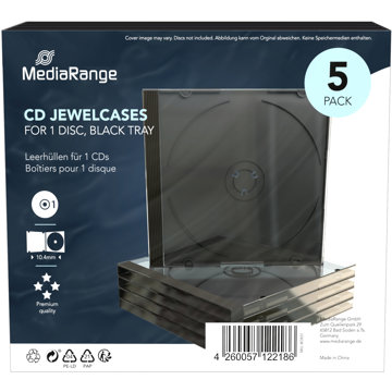 

MEDIARANGE 1 CD 10.4 mm černý - 5ks/bal