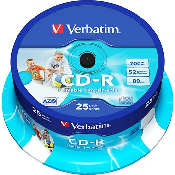 

VERBATIM CD-R AZO 700MB, 52x, printable, spindle 25 ks