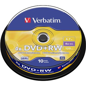 

VERBATIM DVD+RW SERL 4,7GB, 4x, spindle 10 ks