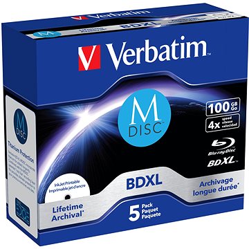 

VERBATIM M-DISC BD-R XL 100GB, 4x, printable, jewel case 5 ks