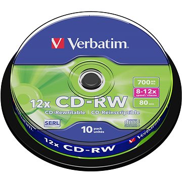 

VERBATIM CD-RW SERL 700MB, 12x, spindle 10 ks
