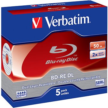 

VERBATIM BD-RE DL 50GB, 2x, jewel case 5 ks