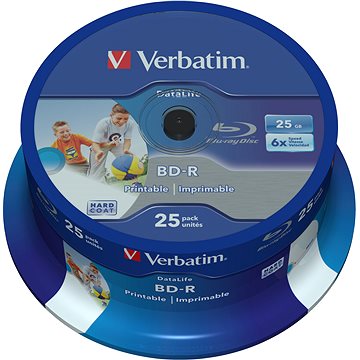 

VERBATIM BD-R SL DataLife 25GB, 6x, printable, spindle 25 ks