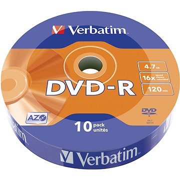 

VERBATIM DVD-R AZO 4,7GB, 16x, wrap 10 ks