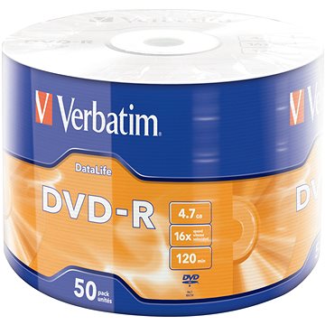 

VERBATIM DVD-R DataLife 4,7GB, 16x, wrap 50 ks