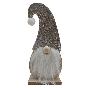 

GOBA Vánoční dekorace - dřevěný skřítek, stříbrný, 19 cm