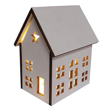 

GOBA Vánoční dekorace - domek bílý, svítící LED, 13 cm