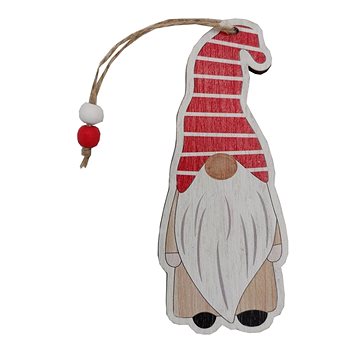 

GOBA Vánoční dekorace - závěsný dřevěný skřítek, červený, 14 cm