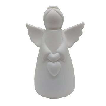 

GOBA Vánoční dekorace - porcelánový LED anděl bílý, se srdcem, 12,5 cm