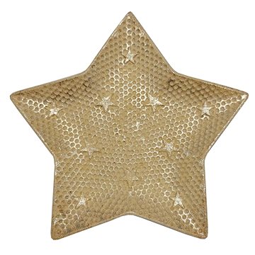 GOBA Talíř dekorační - dřevěný, zlatá hvězda 30cm