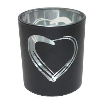 

GOBA srdce skleněný černý velký