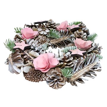 

GOBA Vánoční věnec - se šiškami růžový, 30 cm