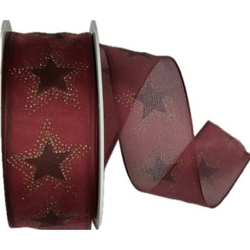 GOLDINA Vánoční stuha organzová ORGANDY STARDUST bordó 9425