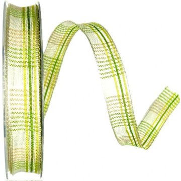 GOLDINA Stuha tkaná Green Karo kostkovaná, zelená 15 mm × 20 m