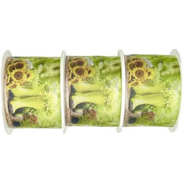 

GOLDINA Sada 3 ks taftových stuh Gardening fotopotisk slunečnice 40 mm × 2 m