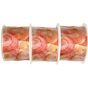 

GOLDINA Sada 3 ks taftových stuh Pink Roses průsvitná 40 mm × 2 m