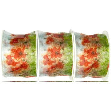 

GOLDINA Sada 3 ks organzových stuh Poppies červené vlčí máky 40 mm × 2 m