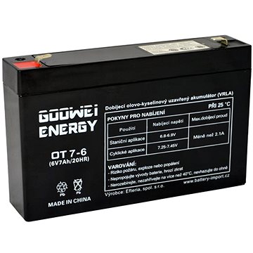 

GOOWEI ENERGY Bezúdržbový olověný akumulátor AGM OT7-6 F1, 6V, 7Ah
