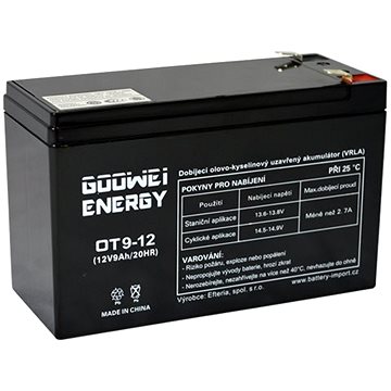 

GOOWEI ENERGY Bezúdržbový olověný akumulátor AGM OT9-12 F2, 12V, 9Ah