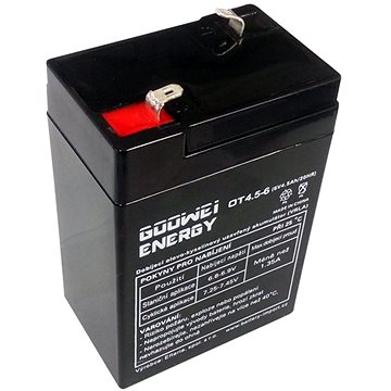 GOOWEI ENERGY Bezúdržbový olověný akumulátor AGM OT4.5-6 F1, 6V, 4.5Ah