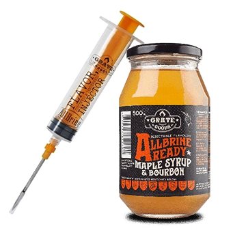 

Grate Goods BBQ solný nálev s injektorem AllBrine Ready Maple & Bourbon, 500 ml