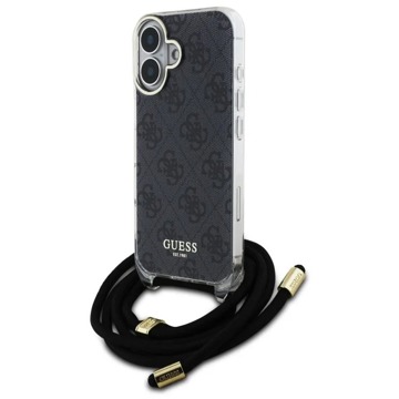 

Guess IML 4G Printed Crossbody Popruh Zadní Kryt pro iPhone 16 Plus Black
