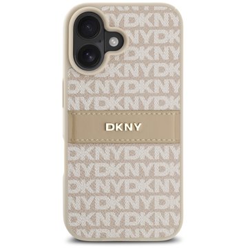 

DKNY PU Leather Repeat Pattern Tonal Stripe Zadní Kryt pro iPhone 16 Pink