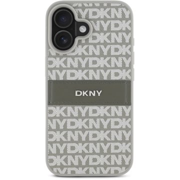 

DKNY PU Leather Repeat Pattern Tonal Stripe Zadní Kryt pro iPhone 16 Beige