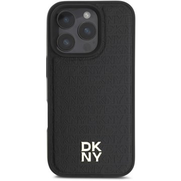 

DKNY PU Leather Repeat Pattern Stack Logo MagSafe Zadní Kryt pro iPhone 16 Pro Black