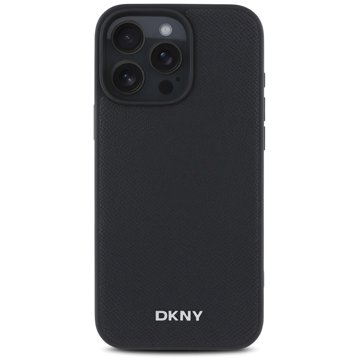 

DKNY PU Leather Silver Metal Logo Magsafe Zadní Kryt pro iPhone 16 Pro Black