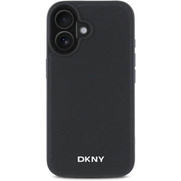 

DKNY PU Leather Silver Metal Logo Magsafe Zadní Kryt pro iPhone 16 Black