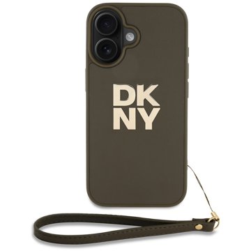 

DKNY PU Leather Stack Logo Wrist Strap Zadní Kryt pro iPhone 16 Green