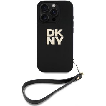 

DKNY PU Leather Stack Logo Wrist Strap Zadní Kryt pro iPhone 16 Pro Black