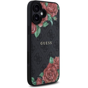 

Guess PU Leather 4G Roses MagSafe Zadní Kryt pro iPhone 16 Black