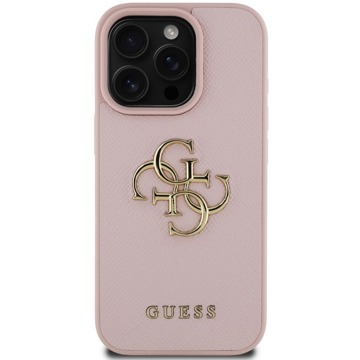 

Guess PU Grained 4G Metal Logo Zadní Kryt pro iPhone 15 Pro Max Pink