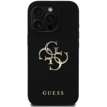 

Guess PU Grained 4G Metal Logo Zadní Kryt pro iPhone 16 Pro Max Black
