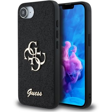 

Guess PU Fixed Glitter 4G Metal Logo Zadní Kryt pro iPhone 16e Black
