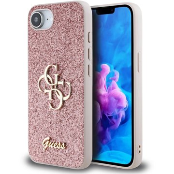 

Guess PU Fixed Glitter 4G Metal Logo Zadní Kryt pro iPhone 16e Pink