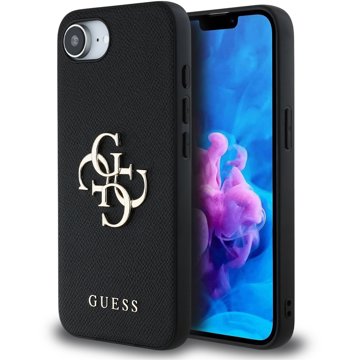 

Guess PU Grained 4G Metal Logo Zadní Kryt pro iPhone 16e Black