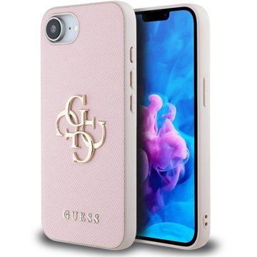 

Guess PU Grained 4G Metal Logo Zadní Kryt pro iPhone 16e Pink